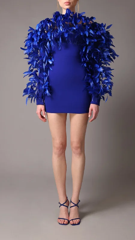 Mini dress covered with feathers Cozy Knit Mini Dress