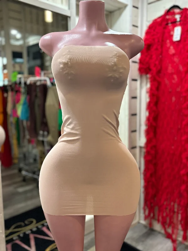 Nude Strapless Mini Dress Trendy Camisole Mini Dress