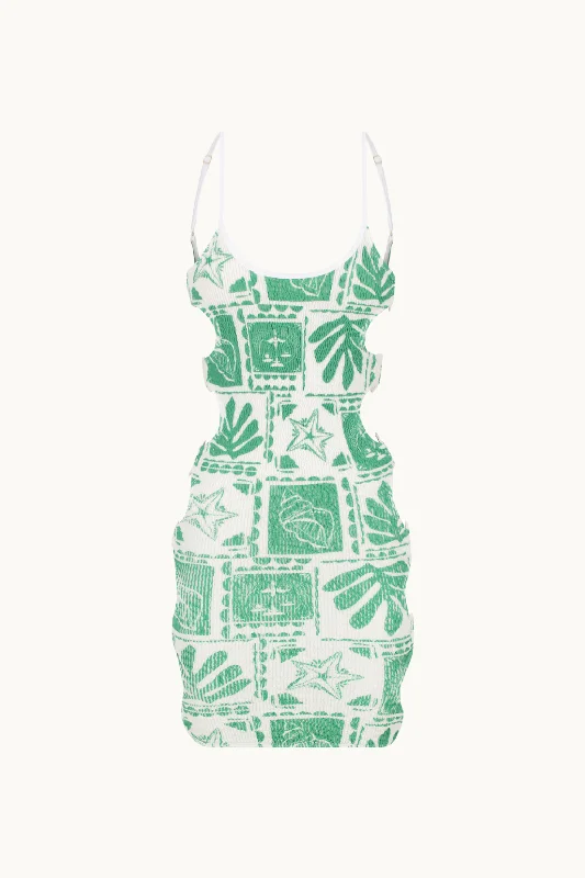 OAHU MINI DRESS PALM PRINT Casual V-Neck Mini Dress