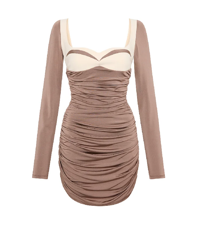 Talullah Contrast Mini Dress in Concrete and Cream Cozy Jersey Mini Dress