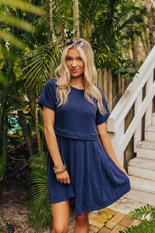 Simple Moment Mini Dress in Navy Cozy Knitted Mini Dress