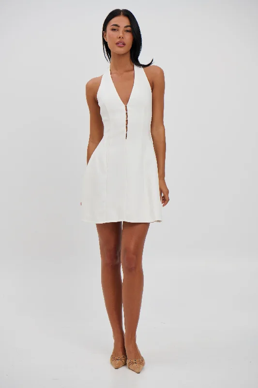 Veronica Mini Dress White Elegant Lace Mini Dress