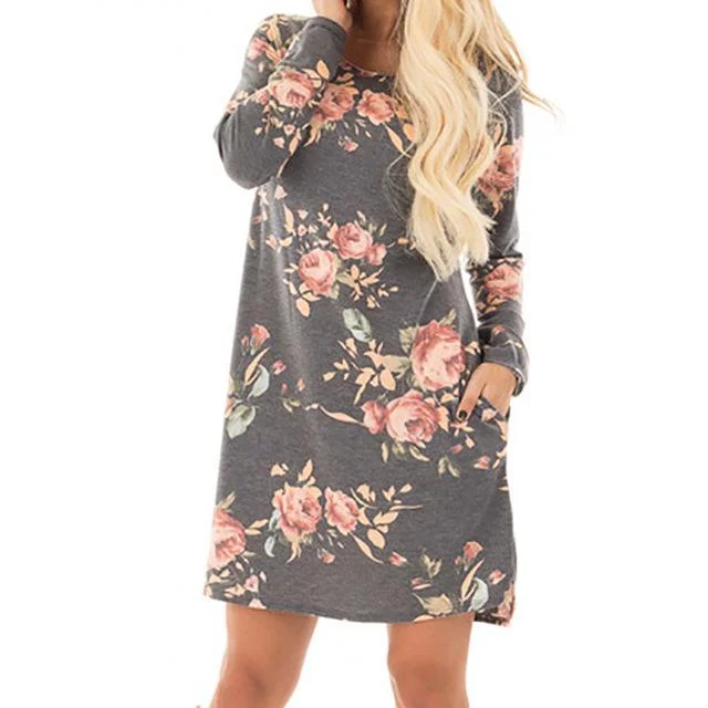 Grey Floral Printed