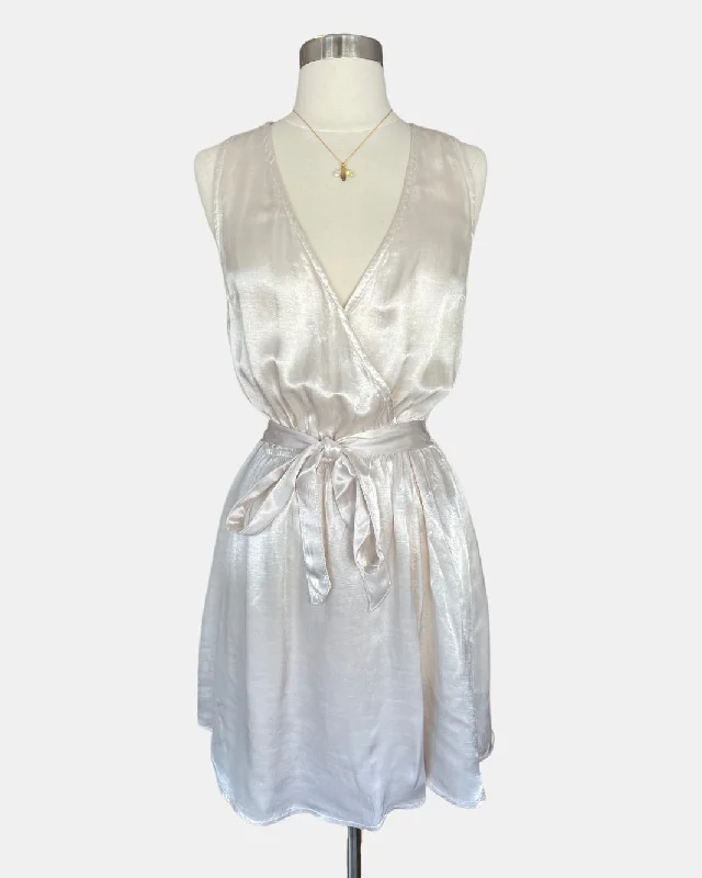 WRAP FRONT MINI DRESS IN PLAYA SAND Comfortable Boho Mini Dress
