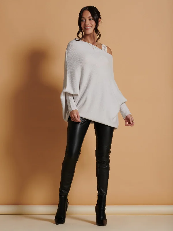 Made In Italy Asymmetric Draped Soft Knit Jumper, Oatmeal