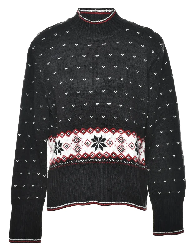 High Neck Nordic Jumper - L