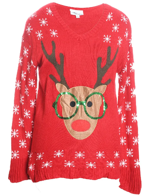 Reindeer Christmas Jumper - L