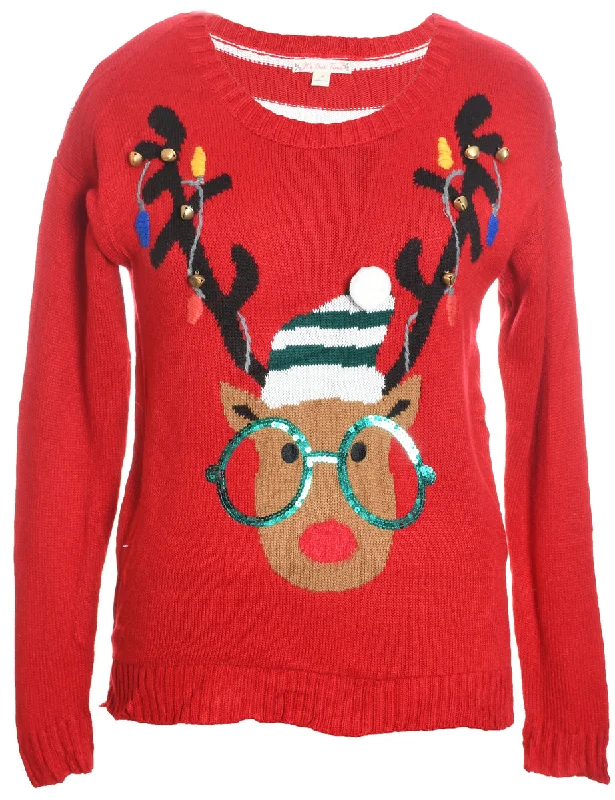 Reindeer Christmas Jumper - M