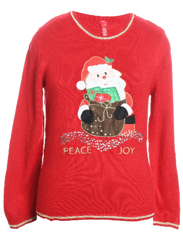 Santa Claus Red Knit Christmas Jumper - S