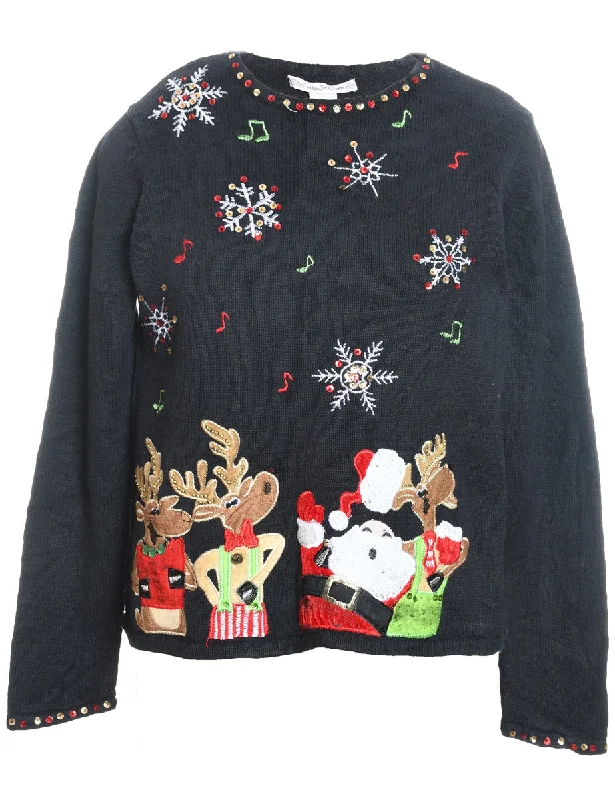 Santa Claus & Reindeer Christmas Jumper - L