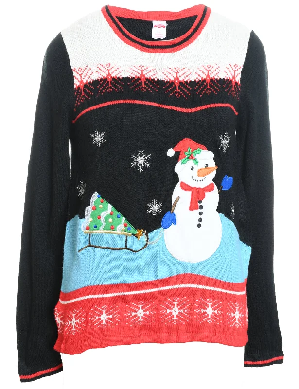 Snowman Design Multi-Colour Knit Christmas Jumper - S