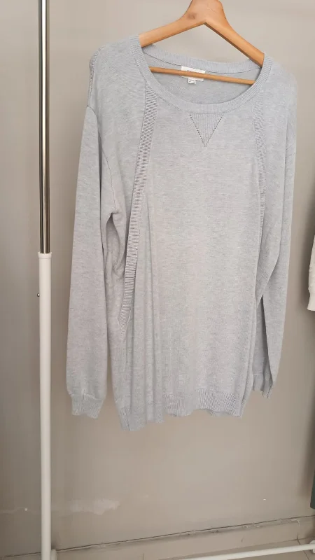 Soft Grey Cotton Blend Maternity & Nursing Jumper