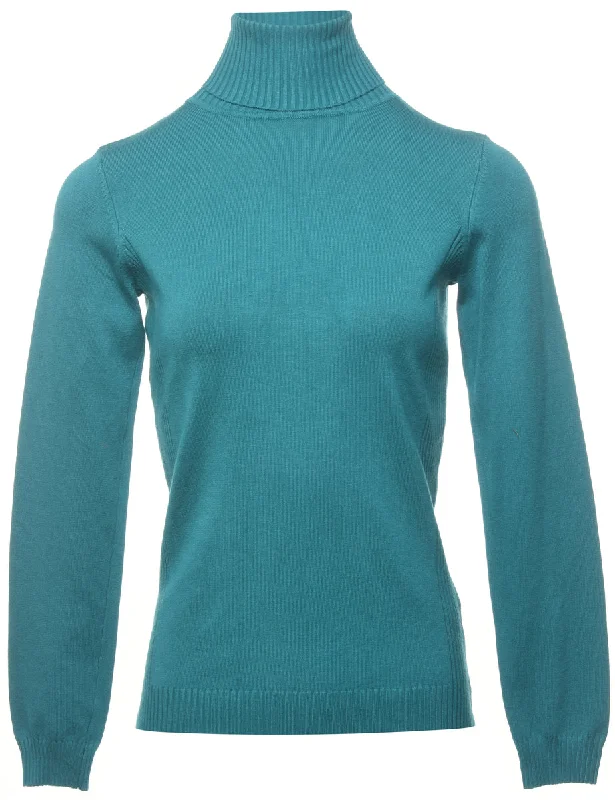 Teal Turtleneck Jumper - M