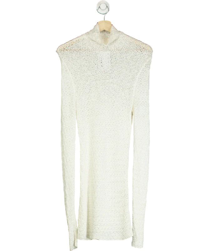 Totême White High-neck Crochet-knit Jumper UK S