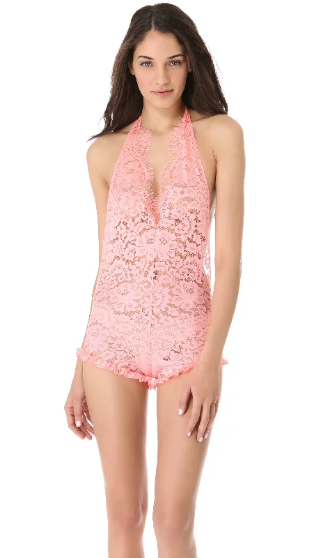 Zinke Intimates Women's Halter Lace Daisy Jumper, Large, Peach