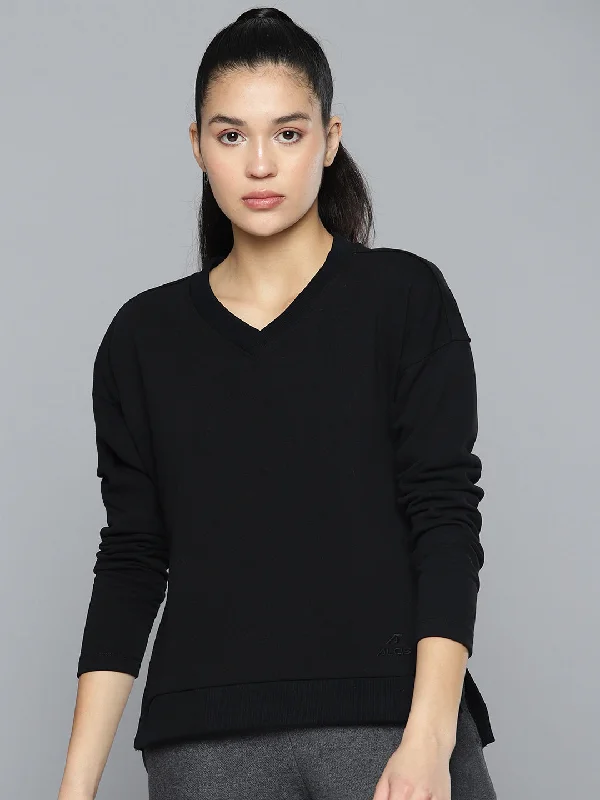 Alcis Women Black Solid Sweatshirt