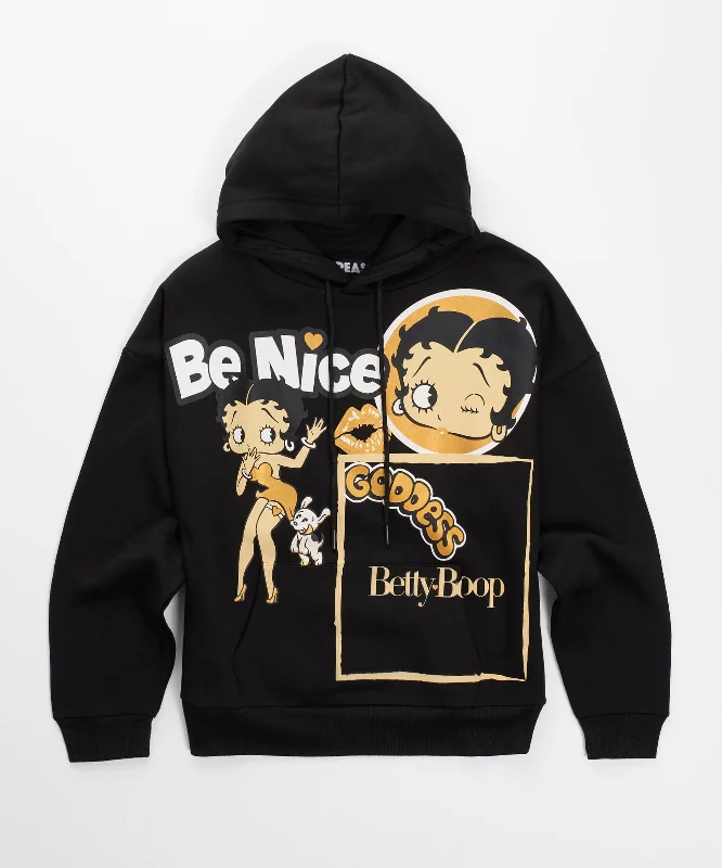 Women Betty Boop Golden Hoodie - Black