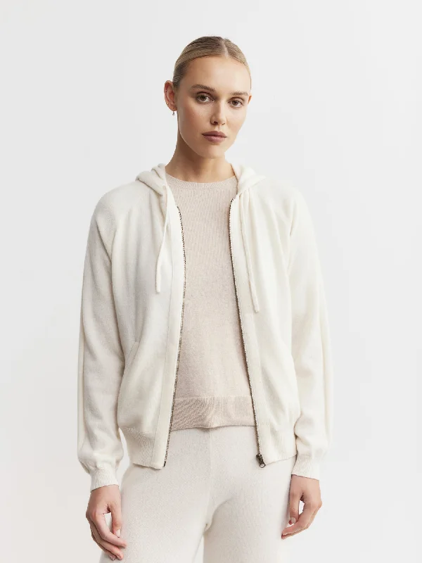 Essential Cashmere Zip Hoodie - Cream