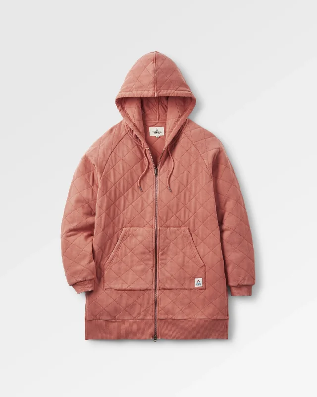 Getaway Recycled Quilted Full Zip Hoodie - Burnt Orange