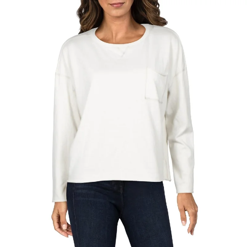 Splendid Womens Costa Mesa Frayed Front Pocket Sweatshirt