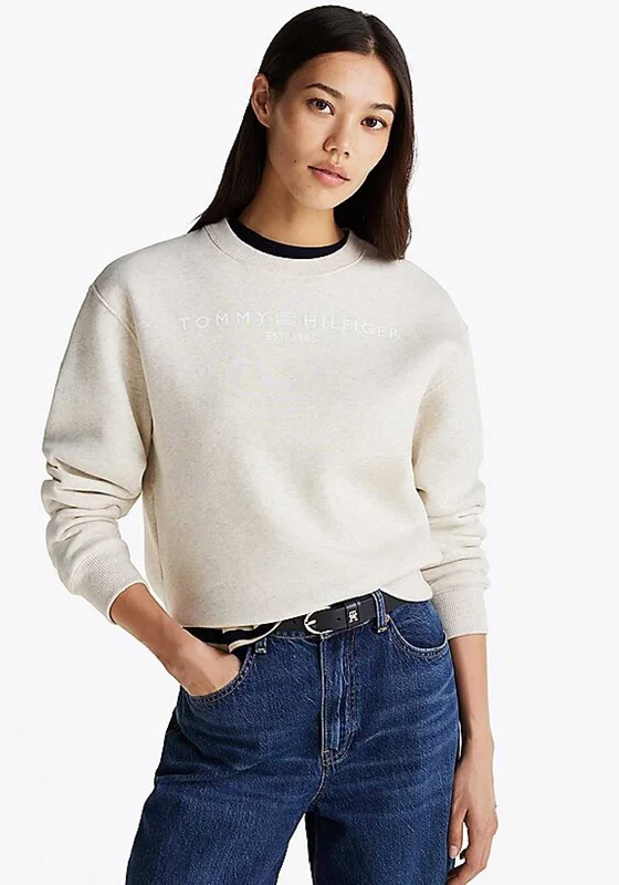 Tommy Hilfiger Logo Crew Neck Sweatshirt, Cream