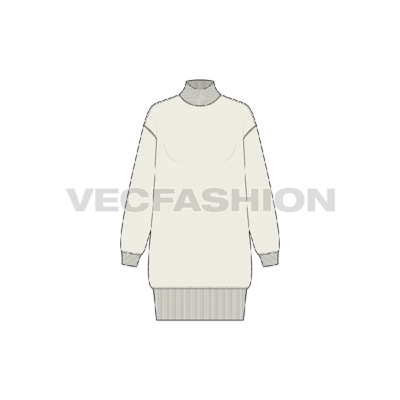 Women's Long Mock Neck Sweatshirt