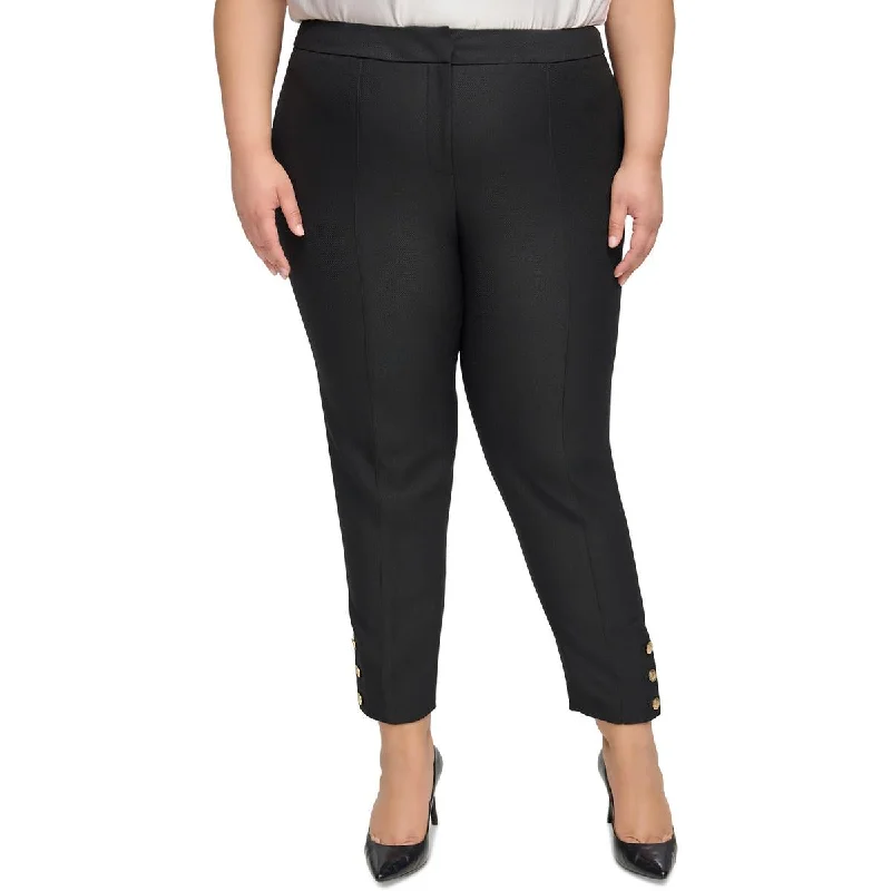 Plus Womens Mid Rise Polyester Ankle Pants