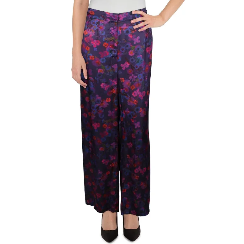 Claude Womens High Rise Wide Leg Palazzo Pants