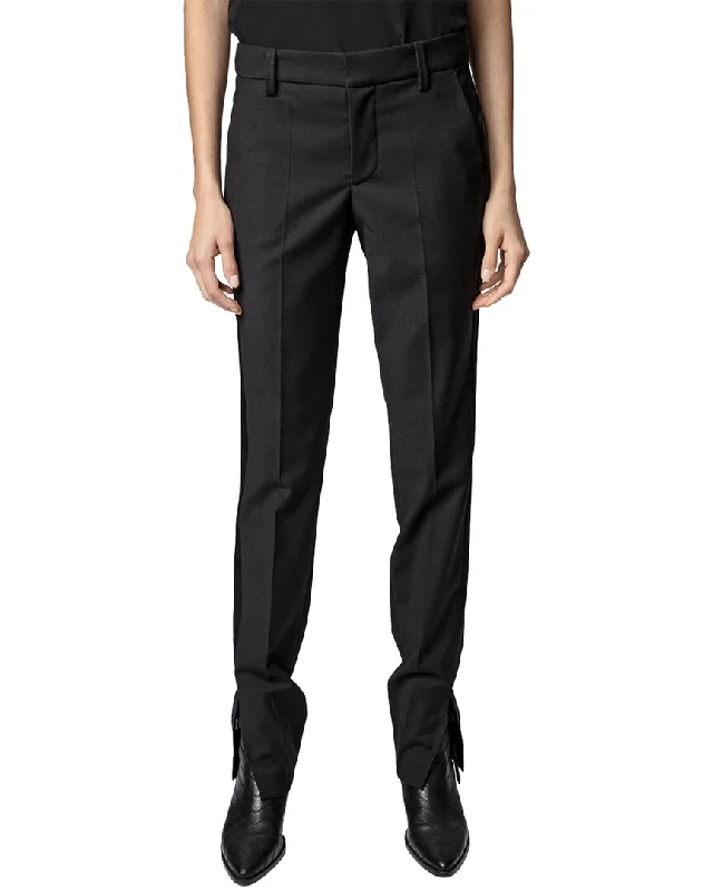 Zadig & Voltaire Prune Slit Smoking Wool-Blend Pant