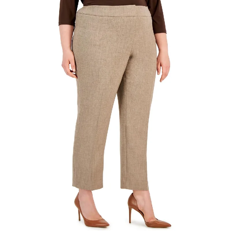 Plus Womens Gathered Slim Leg Ankle Pants