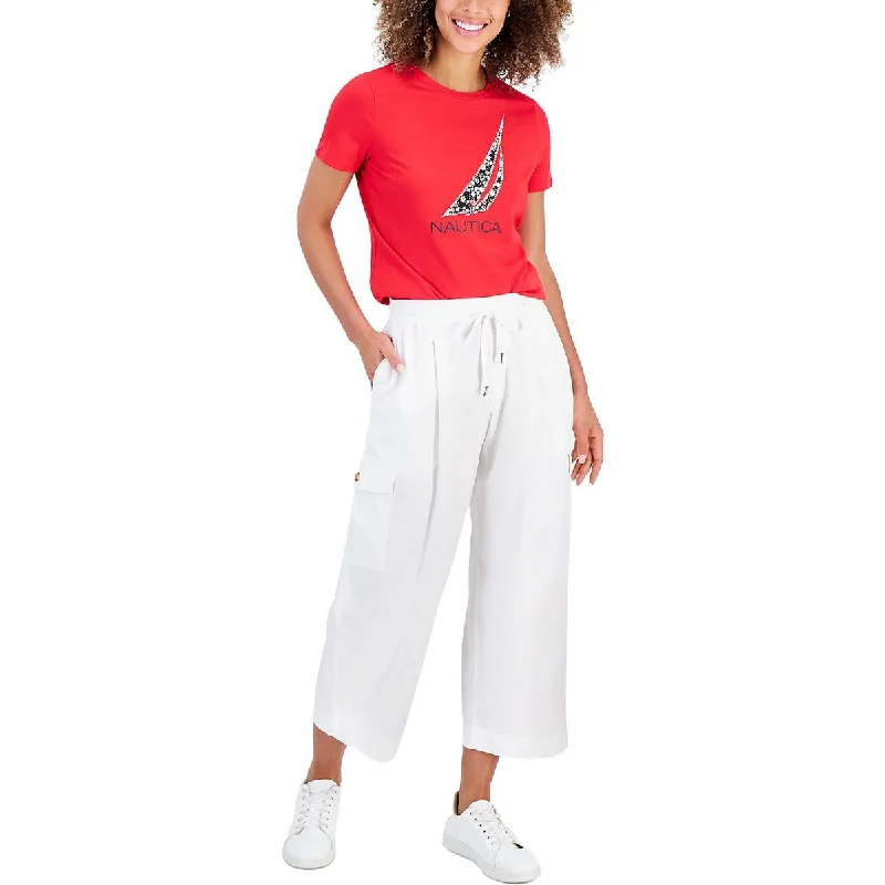 Womens High Rise Drawstring Cargo Pants