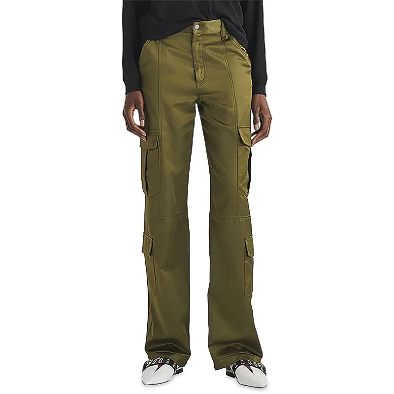 Cailyn Womens Satin Mid-Rise Cargo Pants