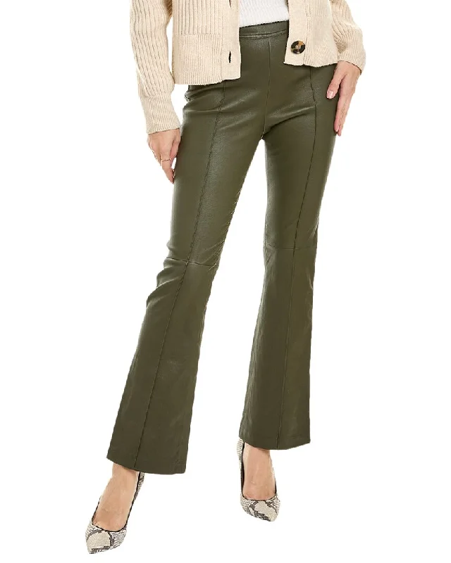 Helmut Lang Crop Flare Leather Pant