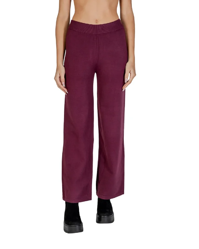 Clera© Cler Womens Casual Knit Pants Burgundy