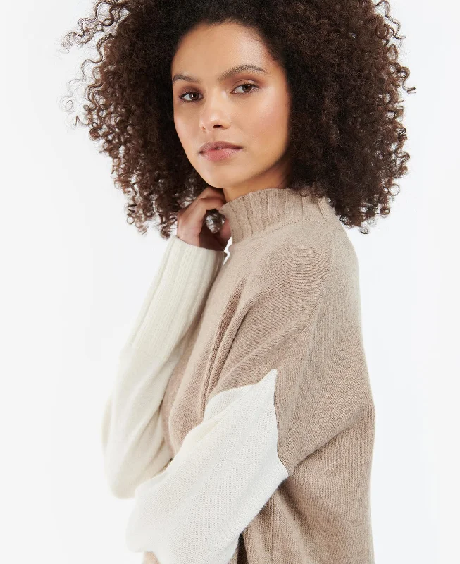 Barbour Cecilia Knit Sweater Earl Grey Welt Pockets Slit Pockets Flap Pockets