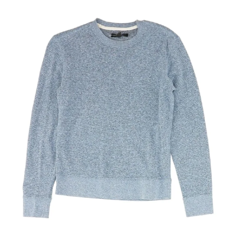 Blue MiscCrewneck Sweater Boat Neck Shawl Collar Notched Collar