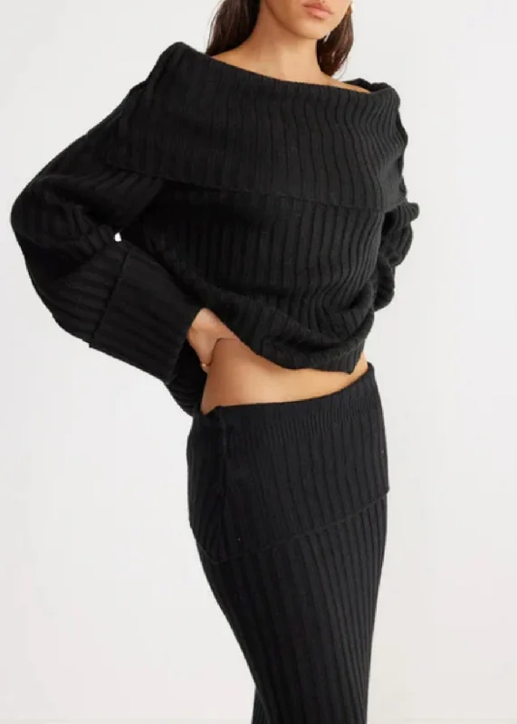 Brooks Off Shoulder Jumper Notch Collar Peter Pan Collar Cowl Neck