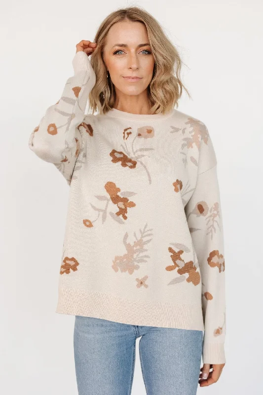 Calla Sweater | Natural Print Beaded Sweater Sequined Faux Fur
