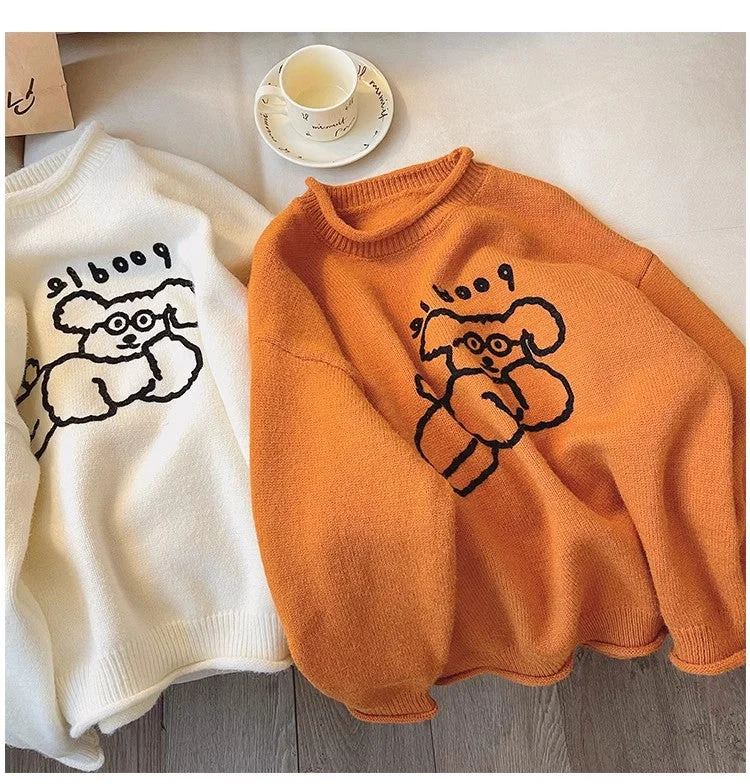 cartoon round neck sweater for women new style long-sleeved sweater trendy S4876 Lace Blend Ribbed Blend Corduroy Blend cartoon round neck sweater for women new style long-sleeved sweater trendy S4876 Lace Blend Ribbed Blend Corduroy Blend