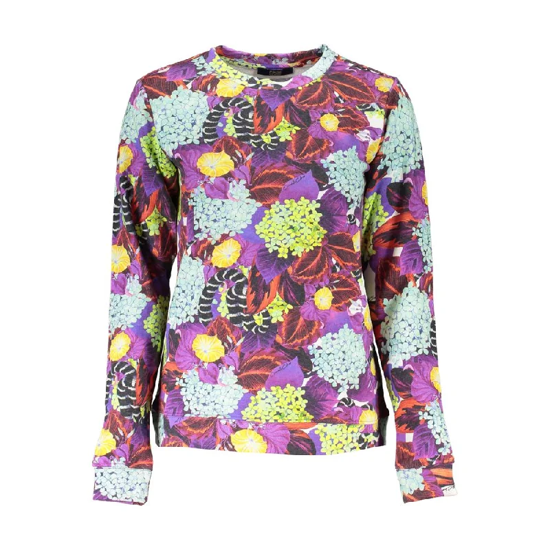 Cavalli Class Elegant Purple Crew Neck Sweater Handmade Hand-knitted Hand-woven