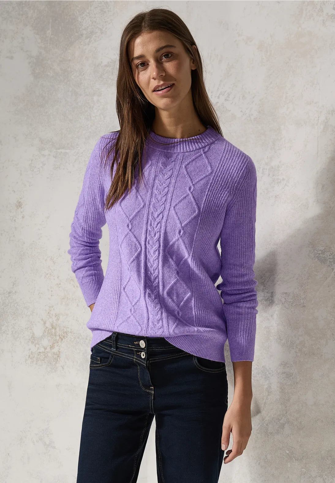 Cecil Cable knit Jumper in Lilac or Grey 02961 Sweater Knitwear Pullover