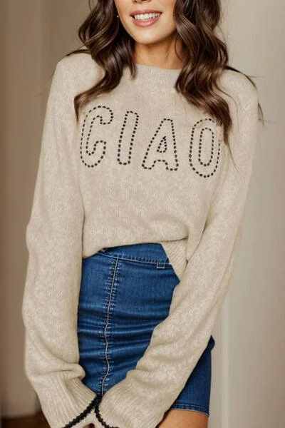 CIAO Dropped Shoulder Sweater Spandex Rayon Corduroy