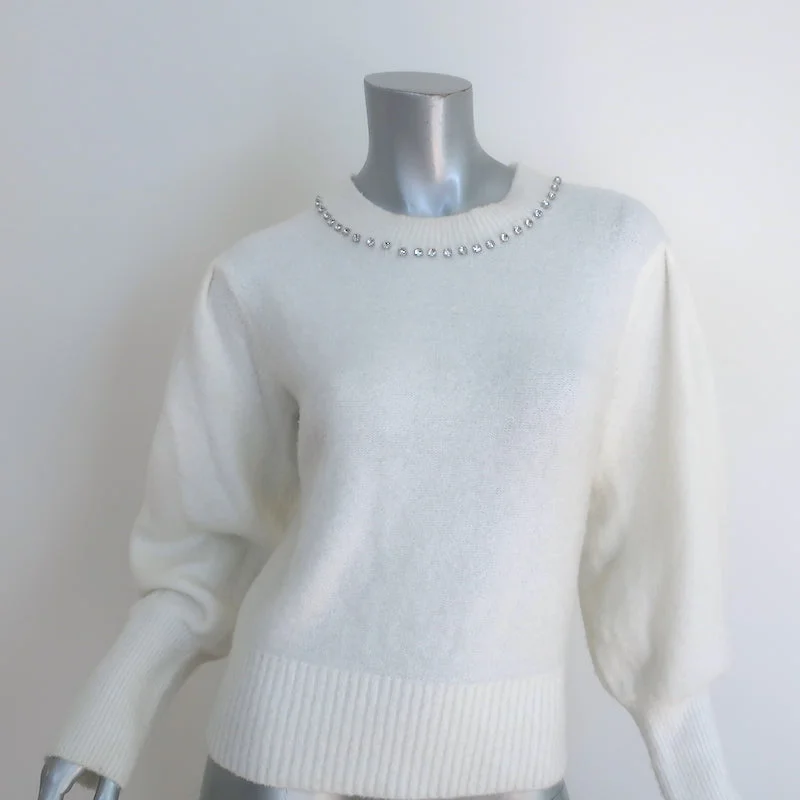 Cinq a Sept Dara Crystal-Embellished Sweater Ivory Wool-Blend Size Medium High Neck Crew Neck V-Neck Cinq a Sept Dara Crystal-Embellished Sweater Ivory Wool-Blend Size Medium High Neck Crew Neck V-Neck