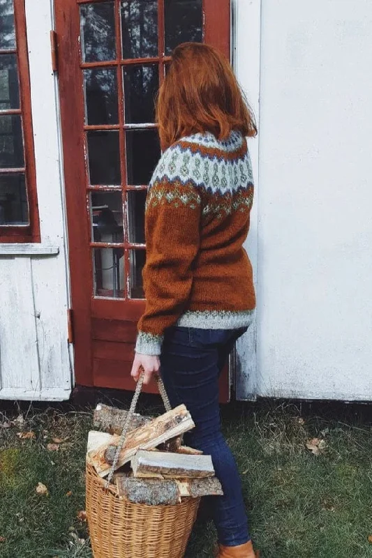 Coarvegiella Rust Summer Lettlopi Wool sweater - Knitting Kit Ribbed Striped Patterned Coarvegiella Rust Summer Lettlopi Wool sweater - Knitting Kit Ribbed Striped Patterned