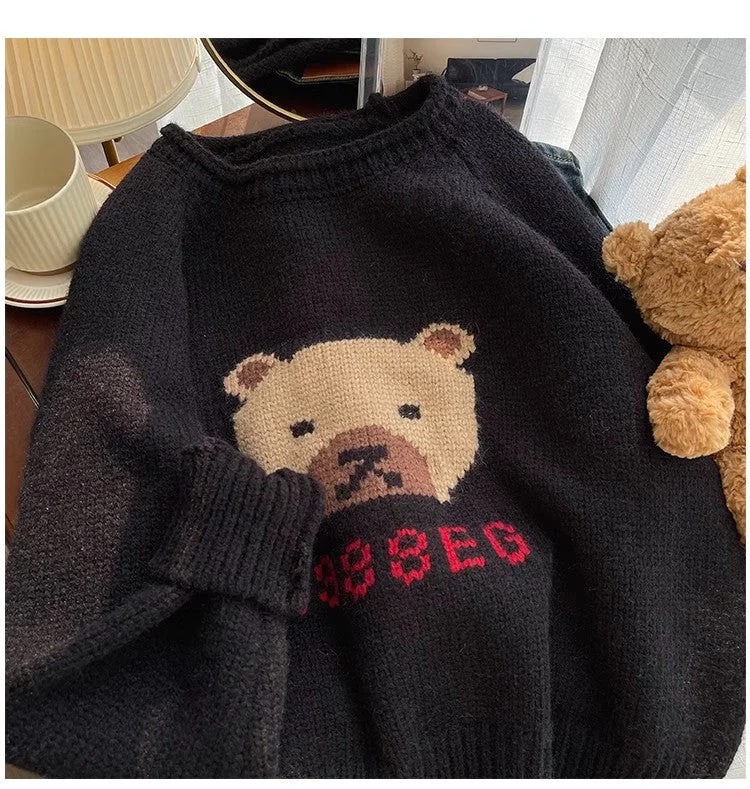 Designed bear jacquard round neck sweater for women knitted top trendy S4886 Embroidered Appliqued Beaded Designed bear jacquard round neck sweater for women knitted top trendy S4886 Embroidered Appliqued Beaded