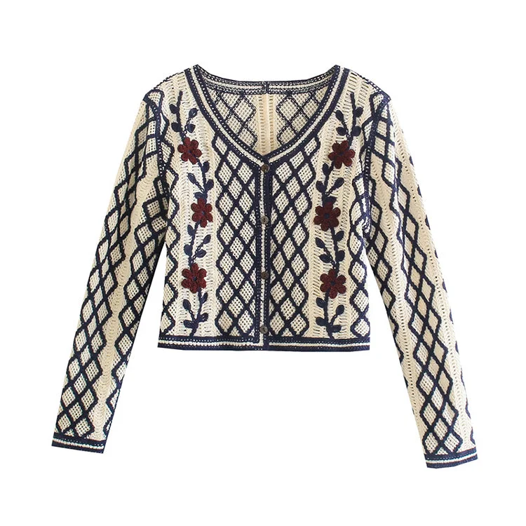 French Vintage flower embroidery sweater 7462 Turtle Neck Boat Neck Asymmetrical Neck French Vintage flower embroidery sweater 7462 Turtle Neck Boat Neck Asymmetrical Neck