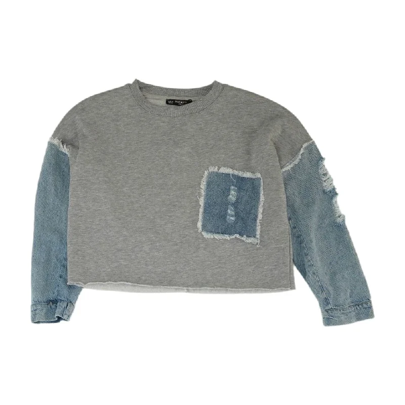 Gray Color Block Crewneck Sweater Fitted Loose Oversized