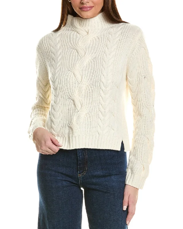 Hannah Rose Chunky Cable Funnel Neck Wool & Cashmere-Blend Sweater Beaded Sweater Sequined Faux Fur Hannah Rose Chunky Cable Funnel Neck Wool & Cashmere-Blend Sweater Beaded Sweater Sequined Faux Fur