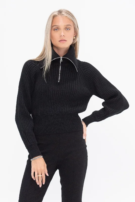 Chester Sweater, Black Welt Pockets Slit Pockets Flap Pockets