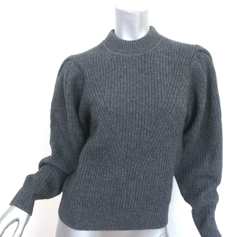 Isabel Marant Adele Puff Sleeve Sweater Charcoal Wool-Cashmere Size 36 Boxy Sweater Fitted Sweater A-Line